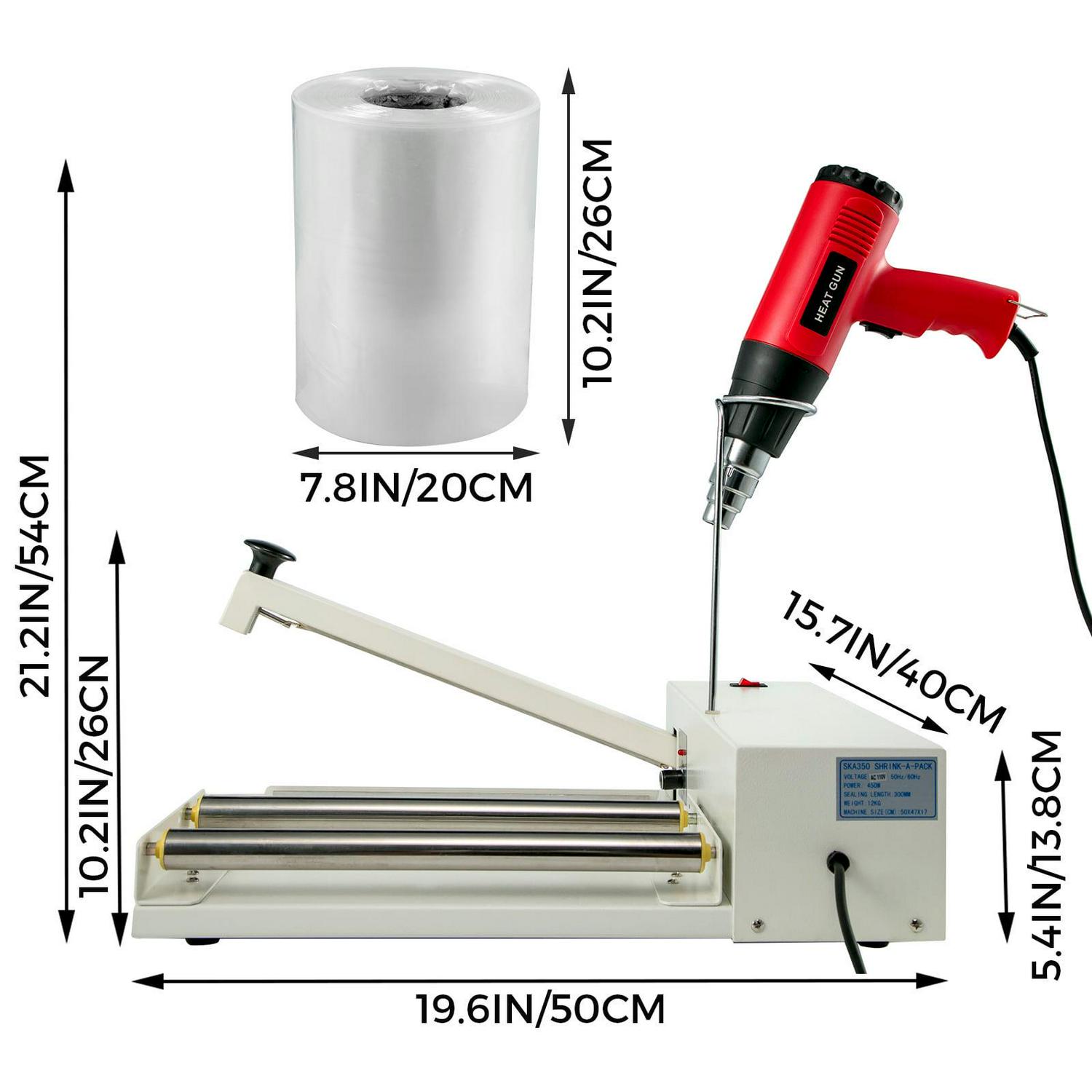 BENTISM Shrink Wrap Machine W/ Heat Gun 12"/30.5CM Sealing Length For Books Toys Food 450W Machine 1800W Heat Gun - Image 8