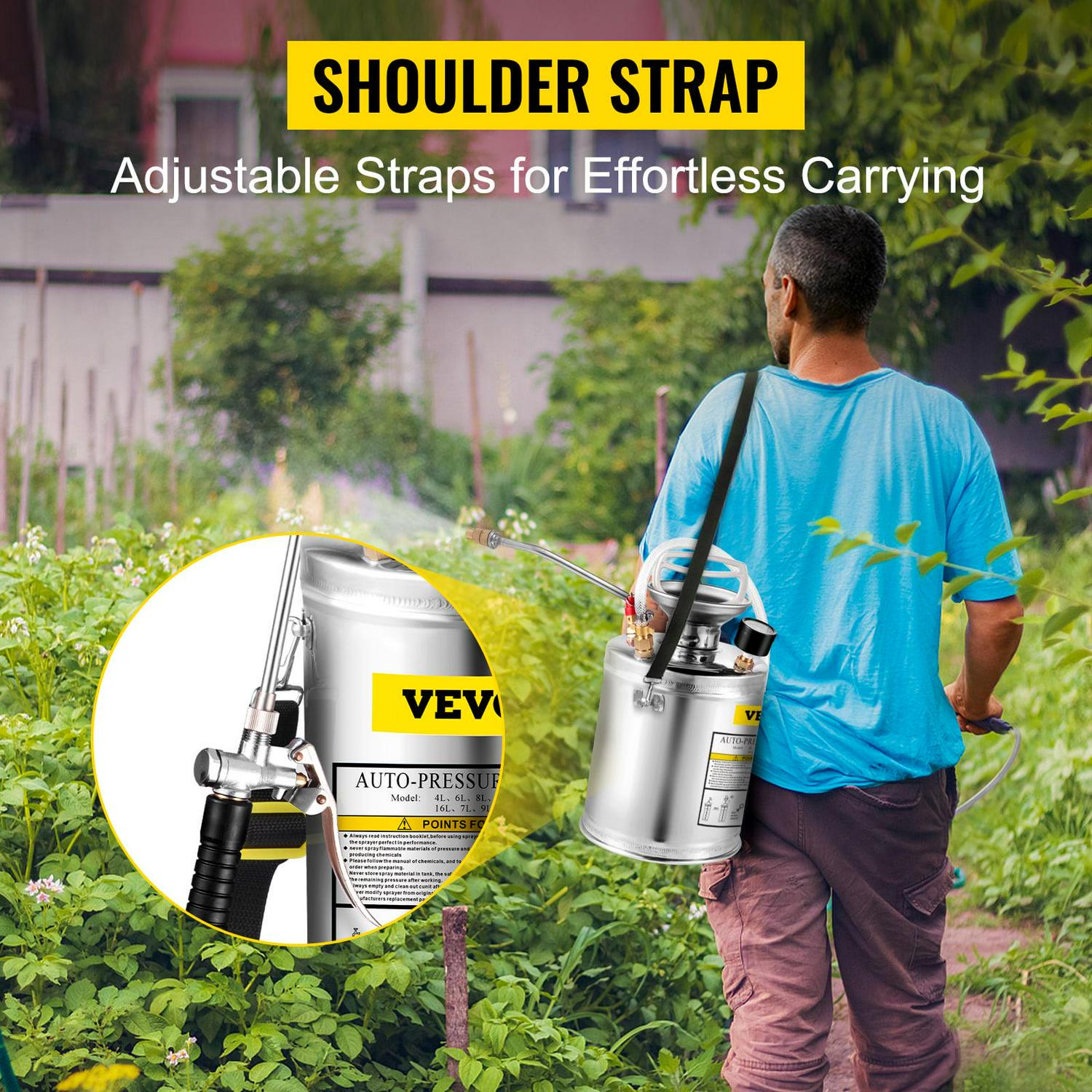 BENTISM Stainless Steel Pest Control Sprayer Handheld Pumped Garden Cleaning 1 Gallon - Image 9