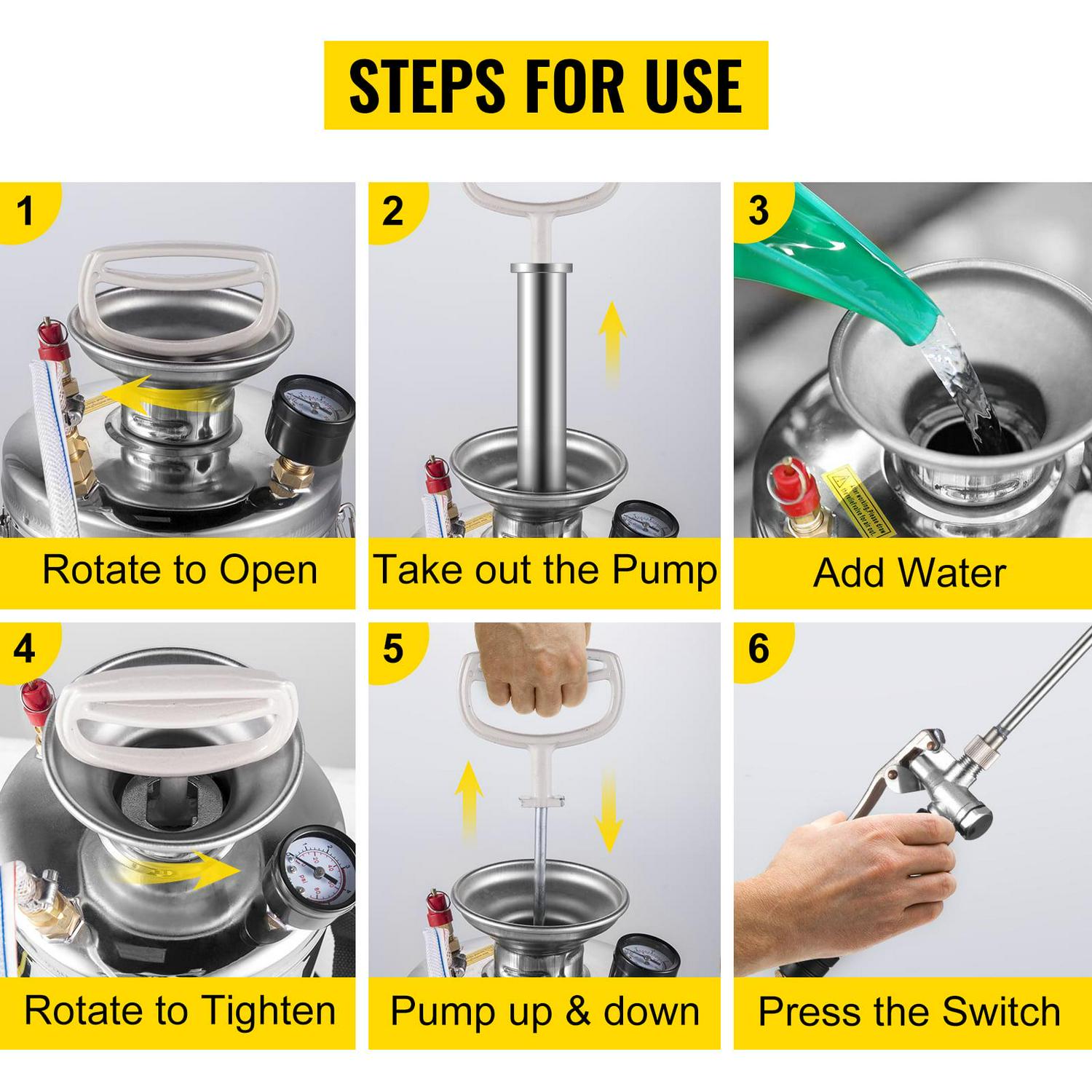 BENTISM Stainless Steel Pest Control Sprayer Handheld Pumped Garden Cleaning 1 Gallon - Image 5