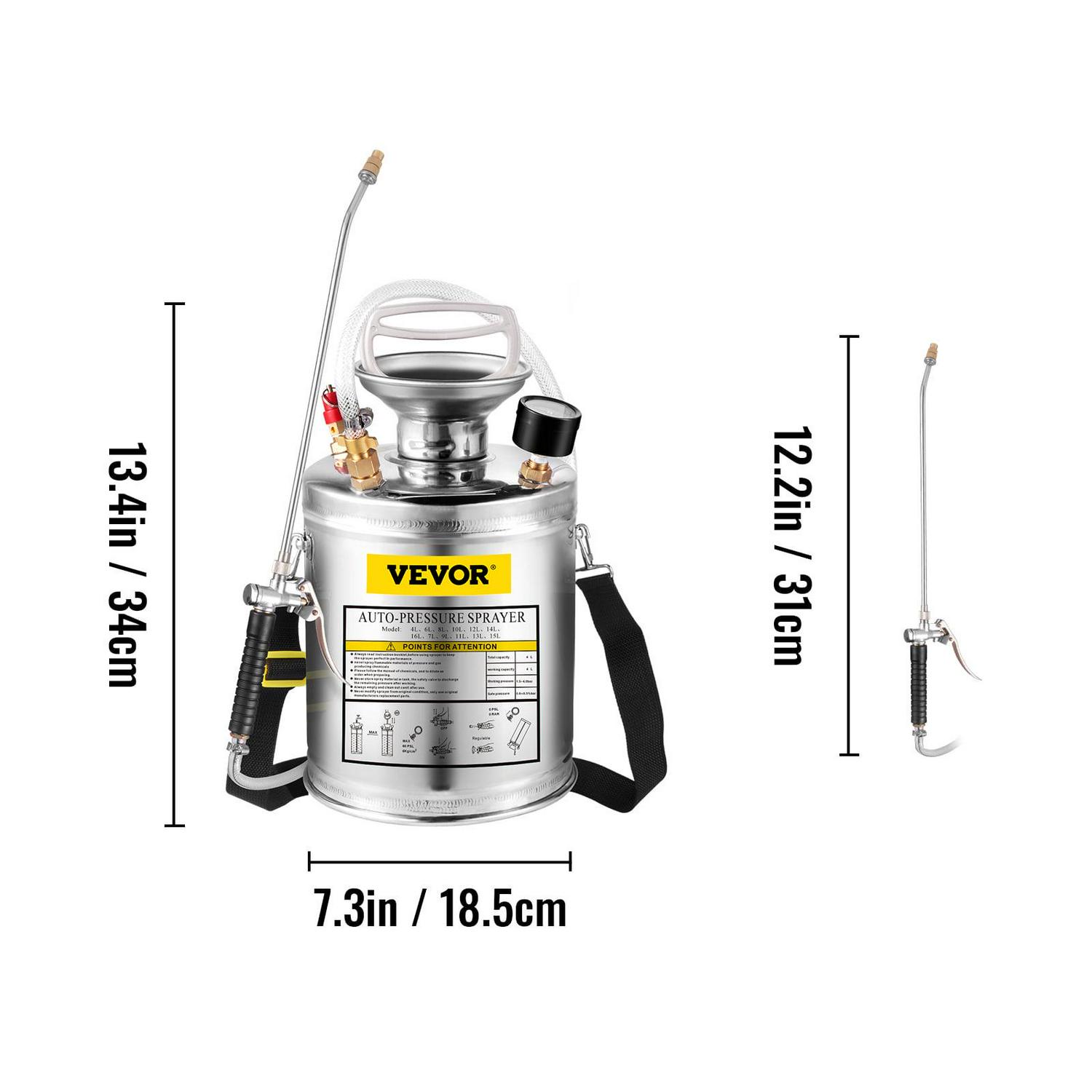 BENTISM Stainless Steel Pest Control Sprayer Handheld Pumped Garden Cleaning 1 Gallon - Image 8