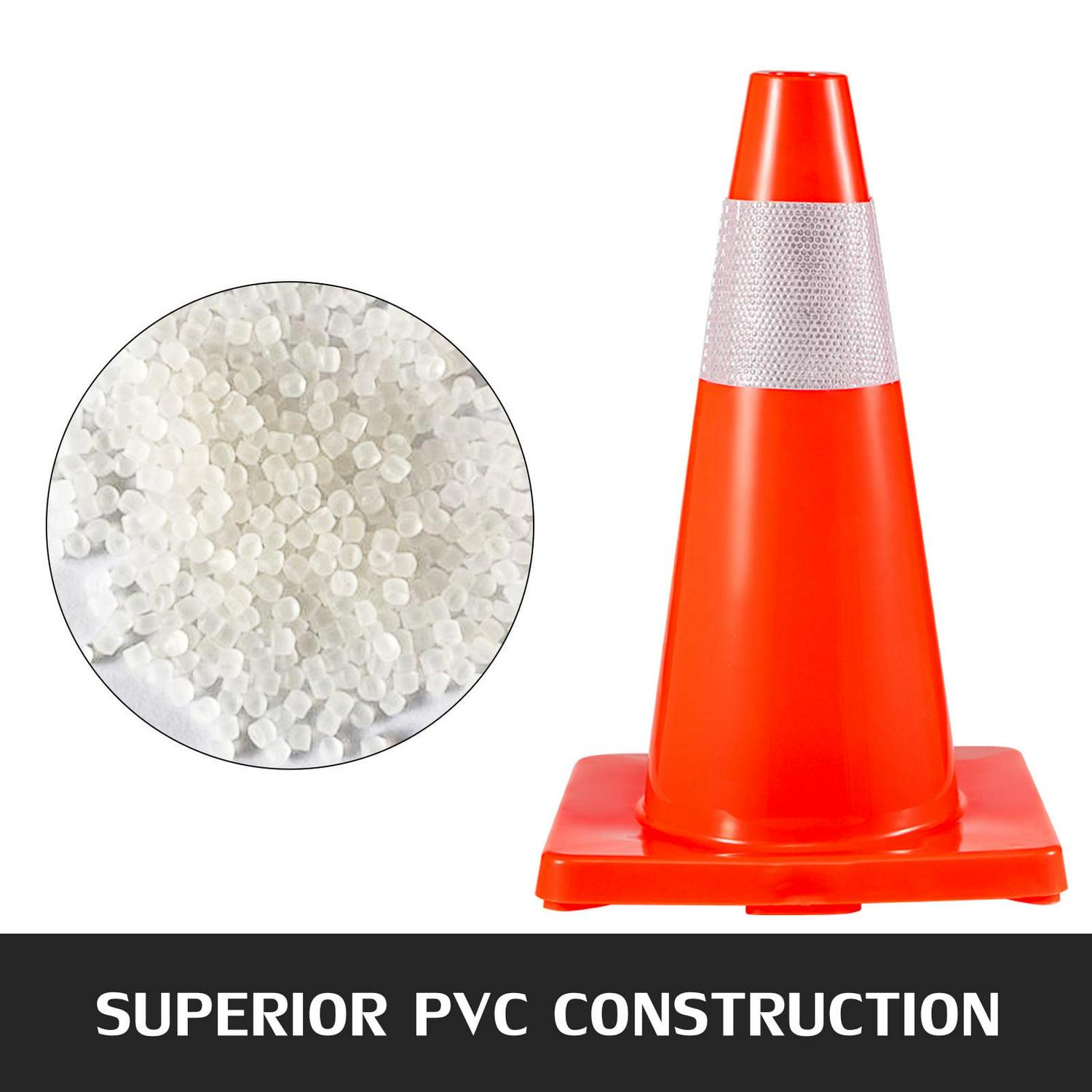 VEVOR Traffic Cones 20Pack 18", Safety Road Parking Cones PVC Base, Orange Traffic Cone with Reflective Collars, Hazard Construction Cones for Home Traffic Parking - Image 3