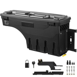 VEVOR Truck Bed Storage Box, Lockable Lid, Waterproof ABS Wheel Well Tool Box 6.6 Gal/20 L with Password Padlock, Compatible with 2015-2020 Ford F150, Passenger Side, Black