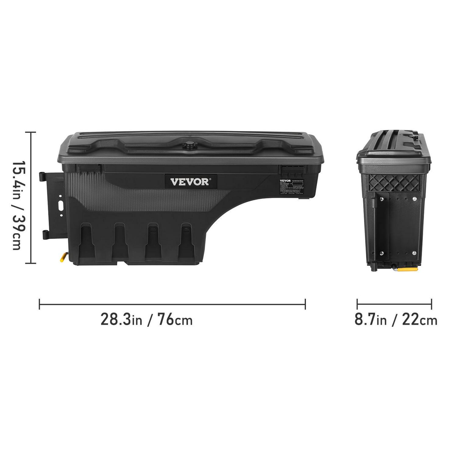 BENTISM Truck Bed Storage Box, Lockable Lid, Waterproof ABS Wheel Well Tool Box 6.6 Gal/20 L with Password Padlock, Compatible with 2015-2020 Ford F150, Driver Side, Black - Image 8