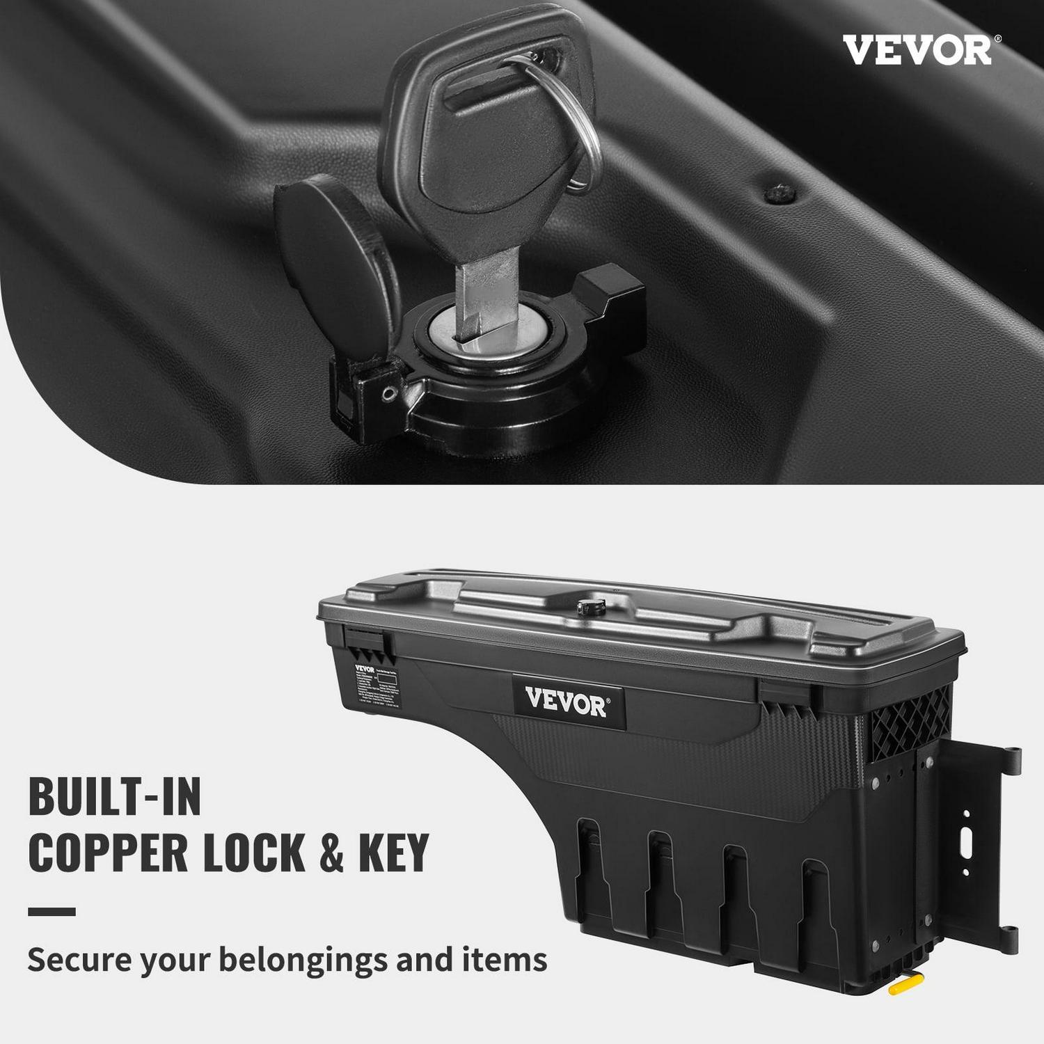 VEVOR Truck Bed Storage Box, Lockable Lid, Waterproof ABS Wheel Well Tool Box 6.6 Gal/20 L, Compatible with Chevrolet Silverado 1500 GMC Sierra 1500 2019-2021, Passenger Side, Black - Image 2