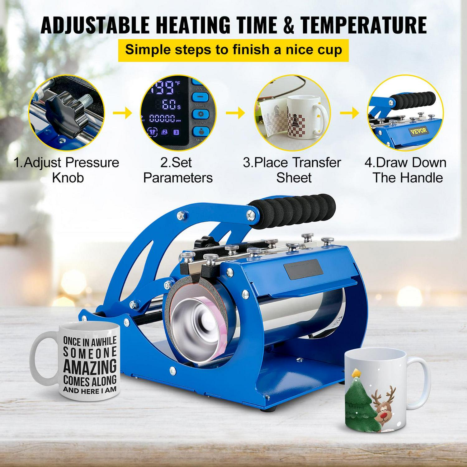 BENTISM Tumbler Heat Press Machine, 11/20oz Tumbler Heat Press Machine, Upgraded LCD Cup Press Machine with 2 Detachable Transfer Sublimation Mats for 11oz-20oz, DIY Cup Heat Mug Coffee - Image 5