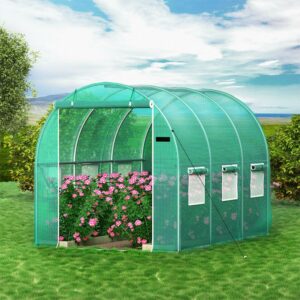 VEVOR Walk-in Tunnel Greenhouse Galvanized Frame & Waterproof Cover 10x7x7 ft