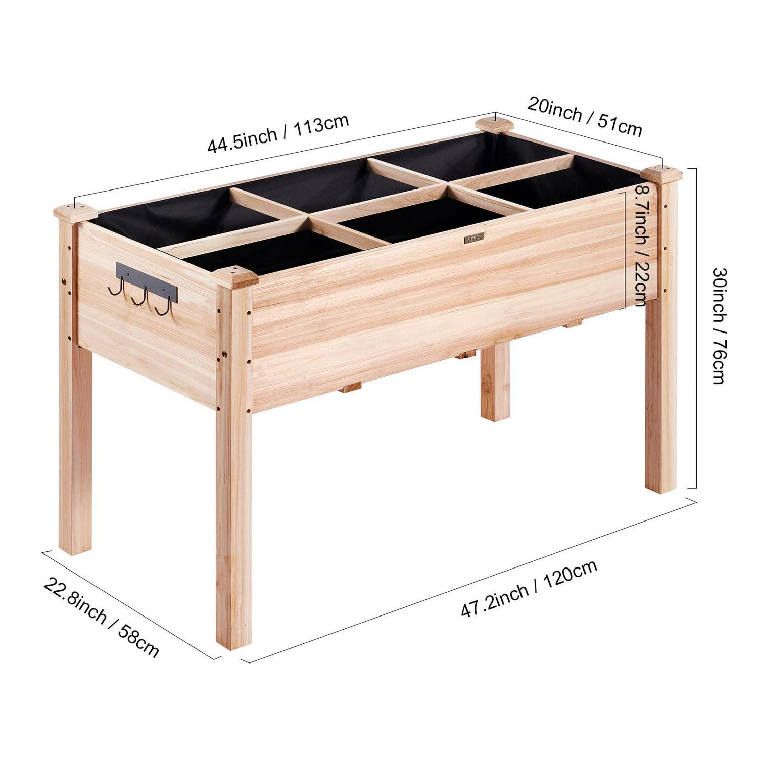 VEVOR Wooden Raised Garden Bed,47.2x22.8x30" High End Natural Fir Wood Planter Box with Sturdy Legs,Elevated Planting Stand with Non -Woven Liner and 1 Set of Tool, 220lb Capacity - Image 8