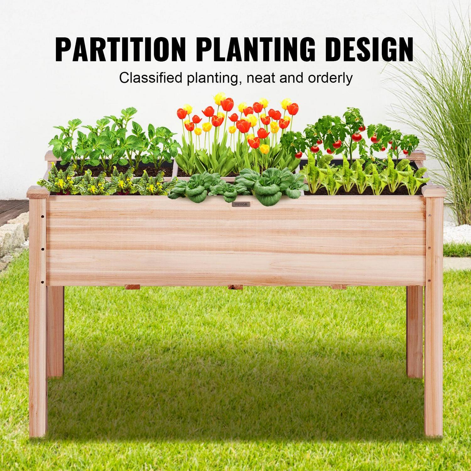 VEVOR Wooden Raised Garden Bed,47.2x22.8x30" High End Natural Fir Wood Planter Box with Sturdy Legs,Elevated Planting Stand with Non -Woven Liner and 1 Set of Tool, 220lb Capacity - Image 5