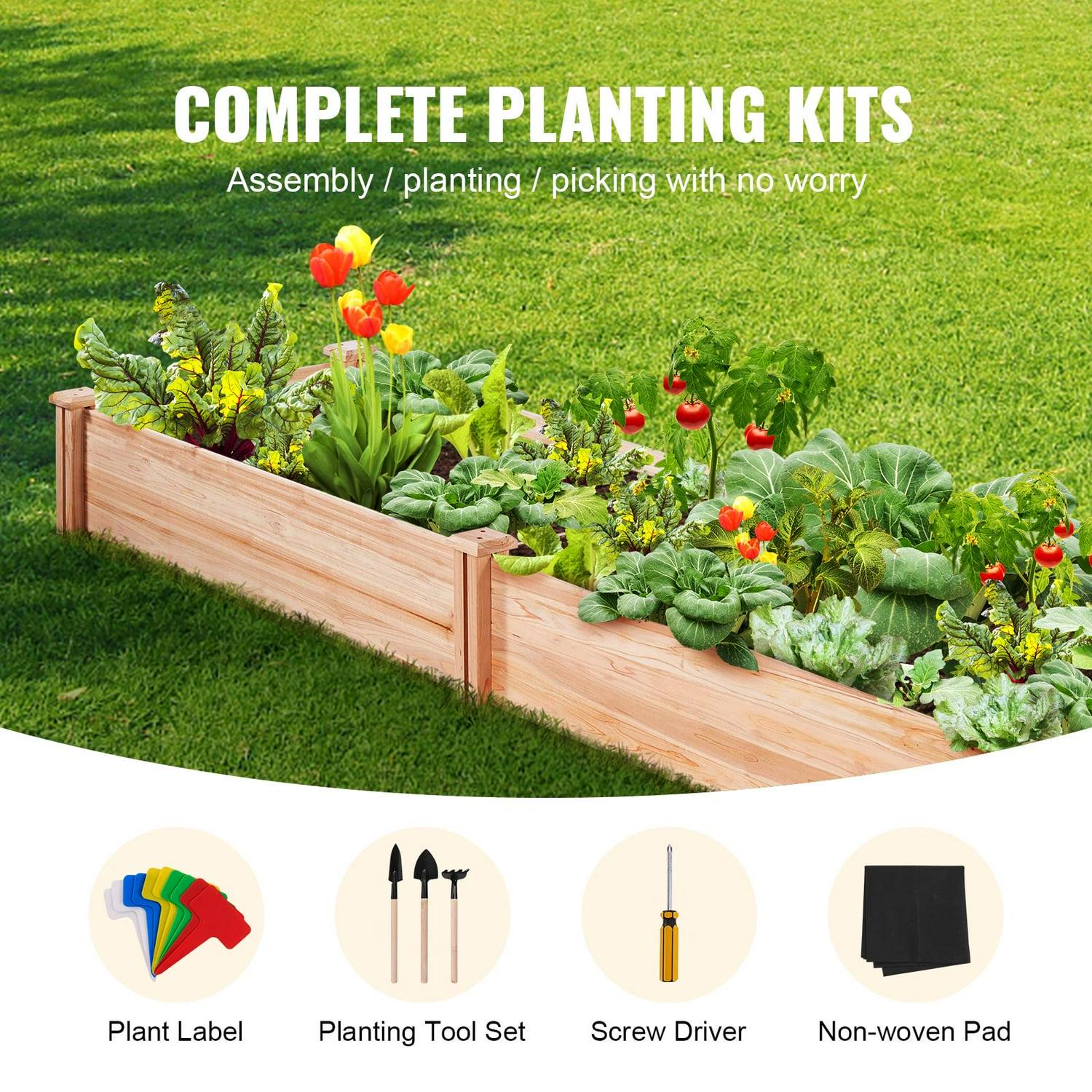 BENTISM Wooden Raised Garden Bed,94.5x23.6x9.8" High End Natural Fir Wood No-Bolt Assembly Divisible Elevated Planting Planter Box with Non-Woven Pad and 1 Set of Tool - Image 3