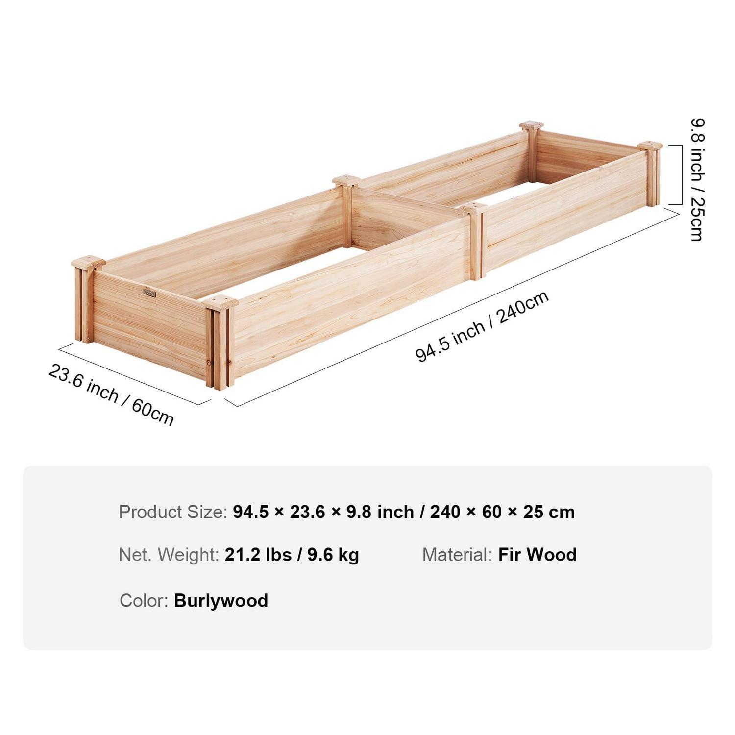 BENTISM Wooden Raised Garden Bed,94.5x23.6x9.8" High End Natural Fir Wood No-Bolt Assembly Divisible Elevated Planting Planter Box with Non-Woven Pad and 1 Set of Tool - Image 7