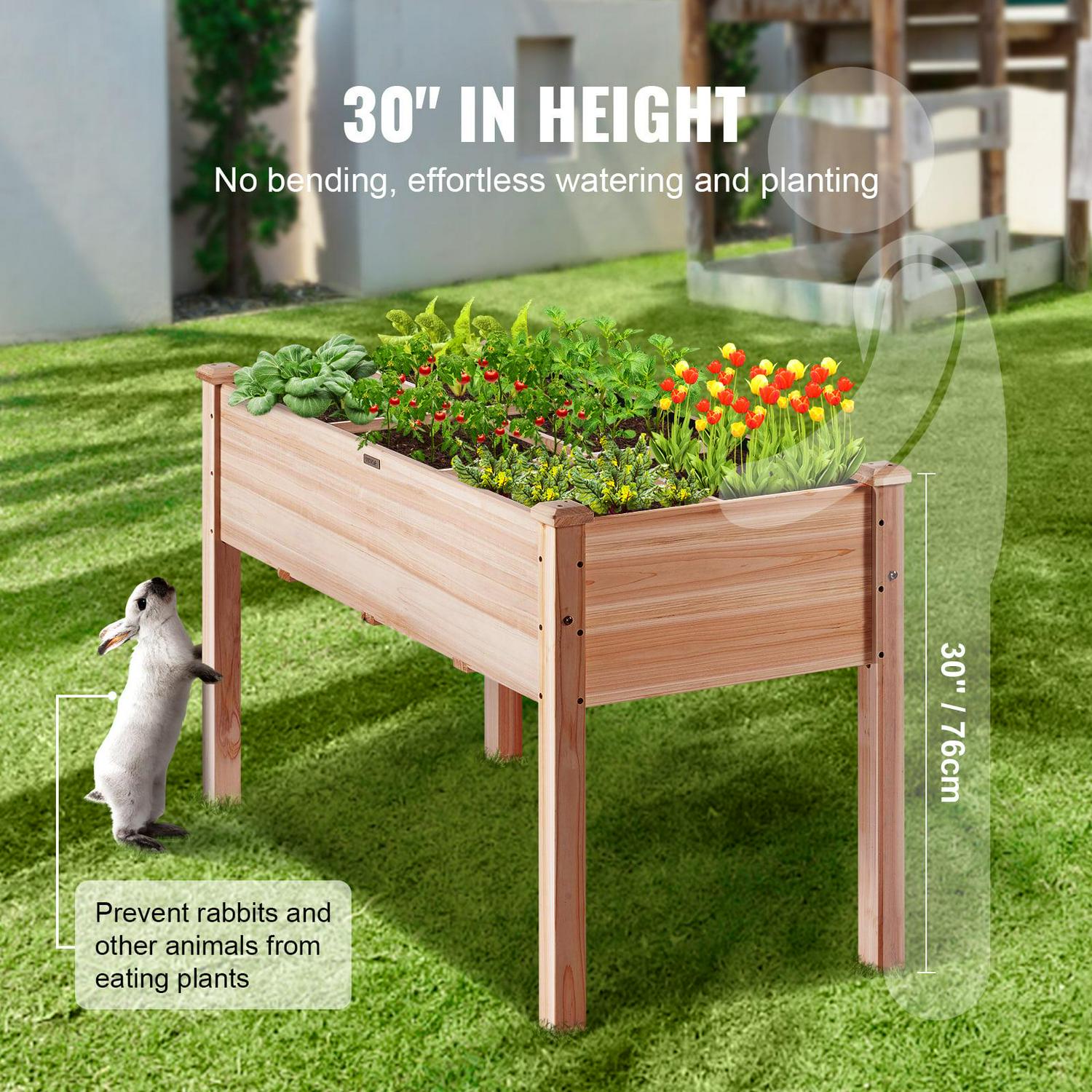VEVOR Wooden Raised Garden Bed,47.2x22.8x30" High End Natural Fir Wood Planter Box with Sturdy Legs,Elevated Planting Stand with Non -Woven Liner and 1 Set of Tool, 220lb Capacity - Image 6