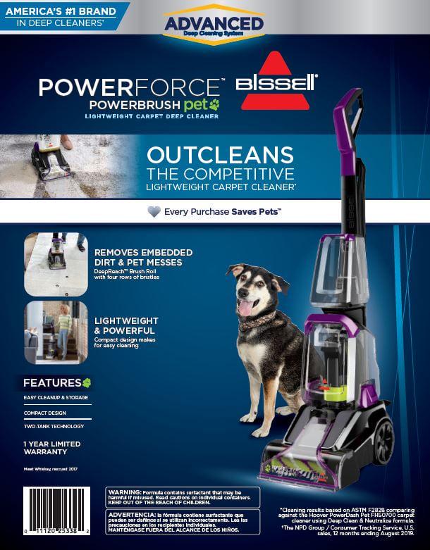 BISSELL Powerforce Powerbrush Pet Upright Carpet Cleaner, Lightweight, Formula Included, 2910 - Image 9