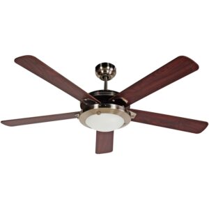 BLACK+DECKER BCF5211R 52-Inch 5-Bladed Remote Controllable Brushed Nickel Ceiling Fan with Reversible Blades