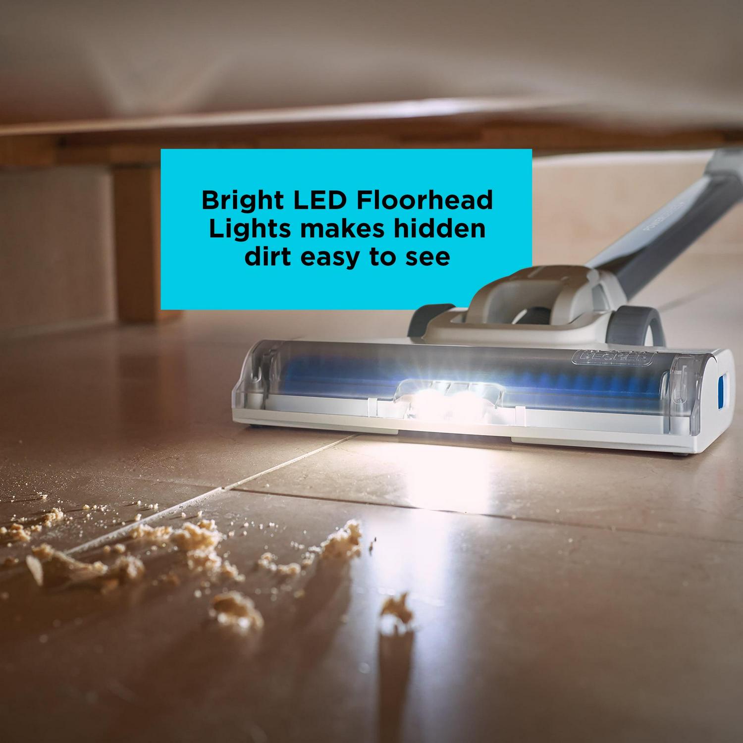 BLACK+DECKER POWERSERIES+ 16V MAX Cordless Stick Vacuum with LED Floor Lights, Lightweight, Multi-Surface, White, BHFEA420J - Image 4