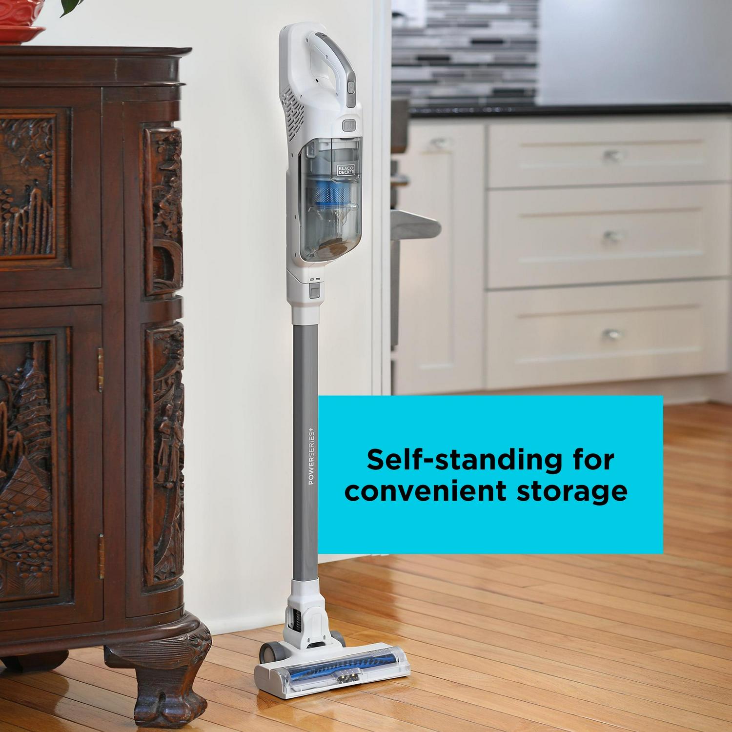 BLACK+DECKER POWERSERIES+ 16V MAX Cordless Stick Vacuum with LED Floor Lights, Lightweight, Multi-Surface, White, BHFEA420J - Image 5