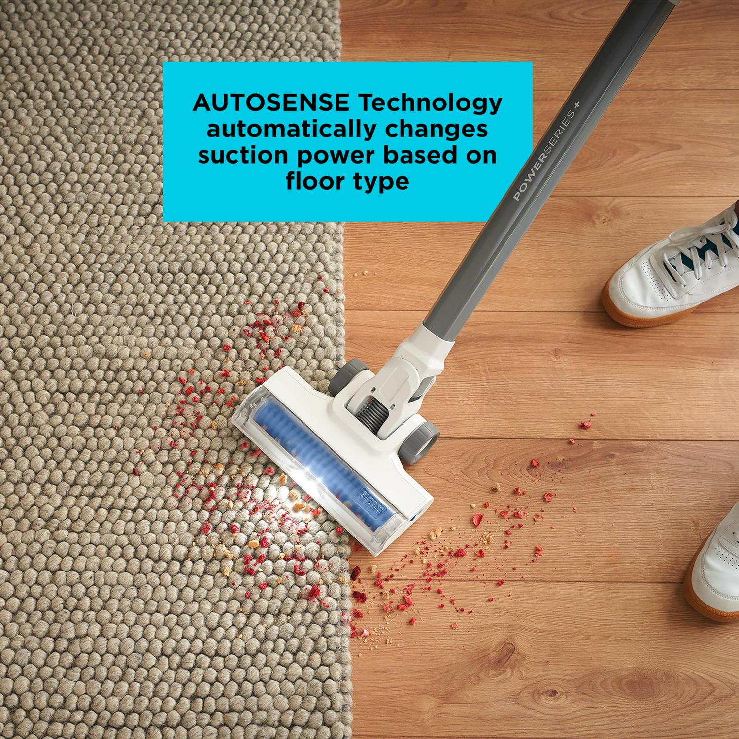 BLACK+DECKER POWERSERIES+ 16V MAX Cordless Stick Vacuum with LED Floor Lights, Lightweight, Multi-Surface, White, BHFEA420J - Image 3