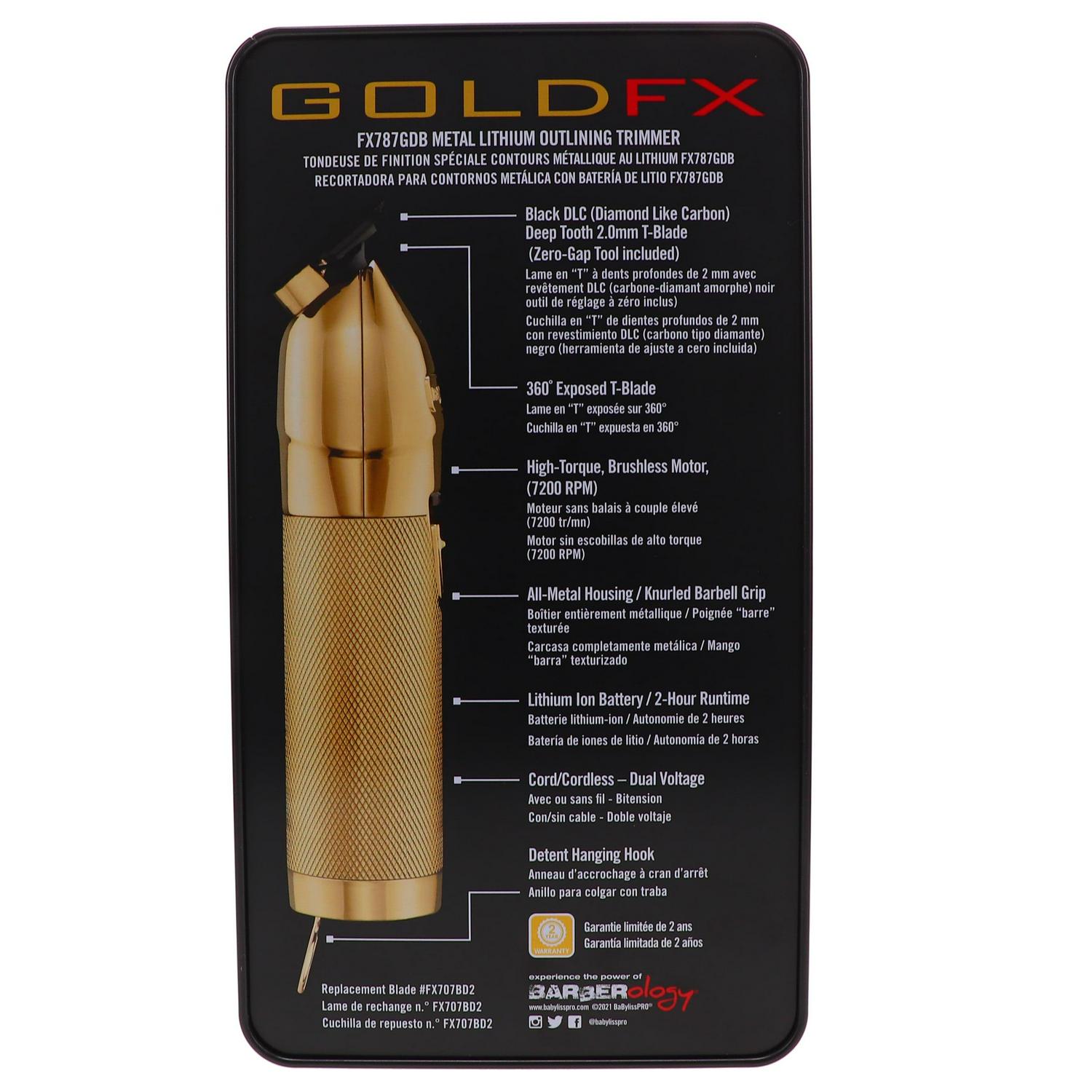 BaBylissPRO GOLDFX Outlining Trimmer with Deep-Tooth DLC T-Blade - Image 8