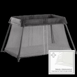 BabyBjorn Travel Crib Light Black and Fitted Sheet Bundle Pack