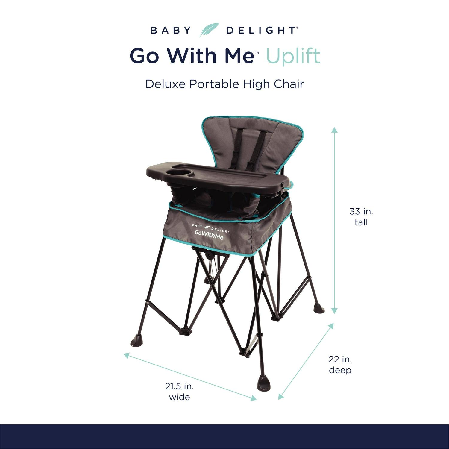 Baby Delight Go with Me Uplift Portable Infant High Chair, Indoor and Outdoor, Teal & Grey (Unisex) - Image 5