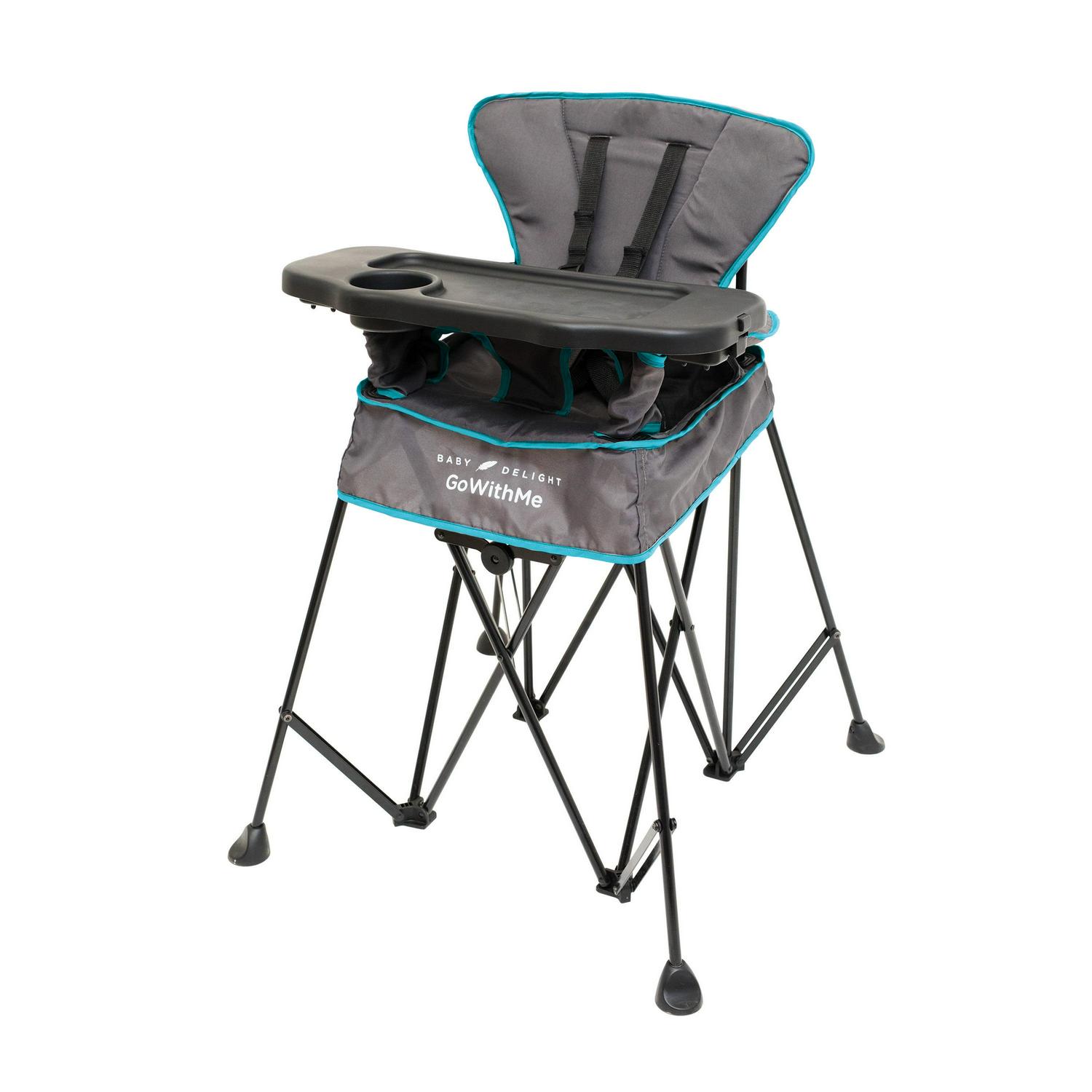 Baby Delight Go with Me Uplift Portable Infant High Chair, Indoor and Outdoor, Teal & Grey (Unisex)