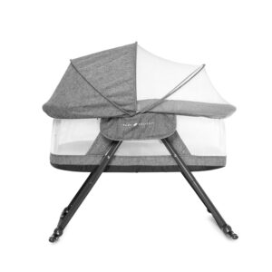 Baby Delight Go with Me Slumber Portable Rocking Infant Bassinet, Removable Canopy, Charcoal Tweed