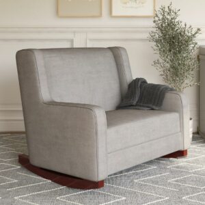 Baby Relax Hadley Upholstered Double Rocker Chair, Taupe Microfiber