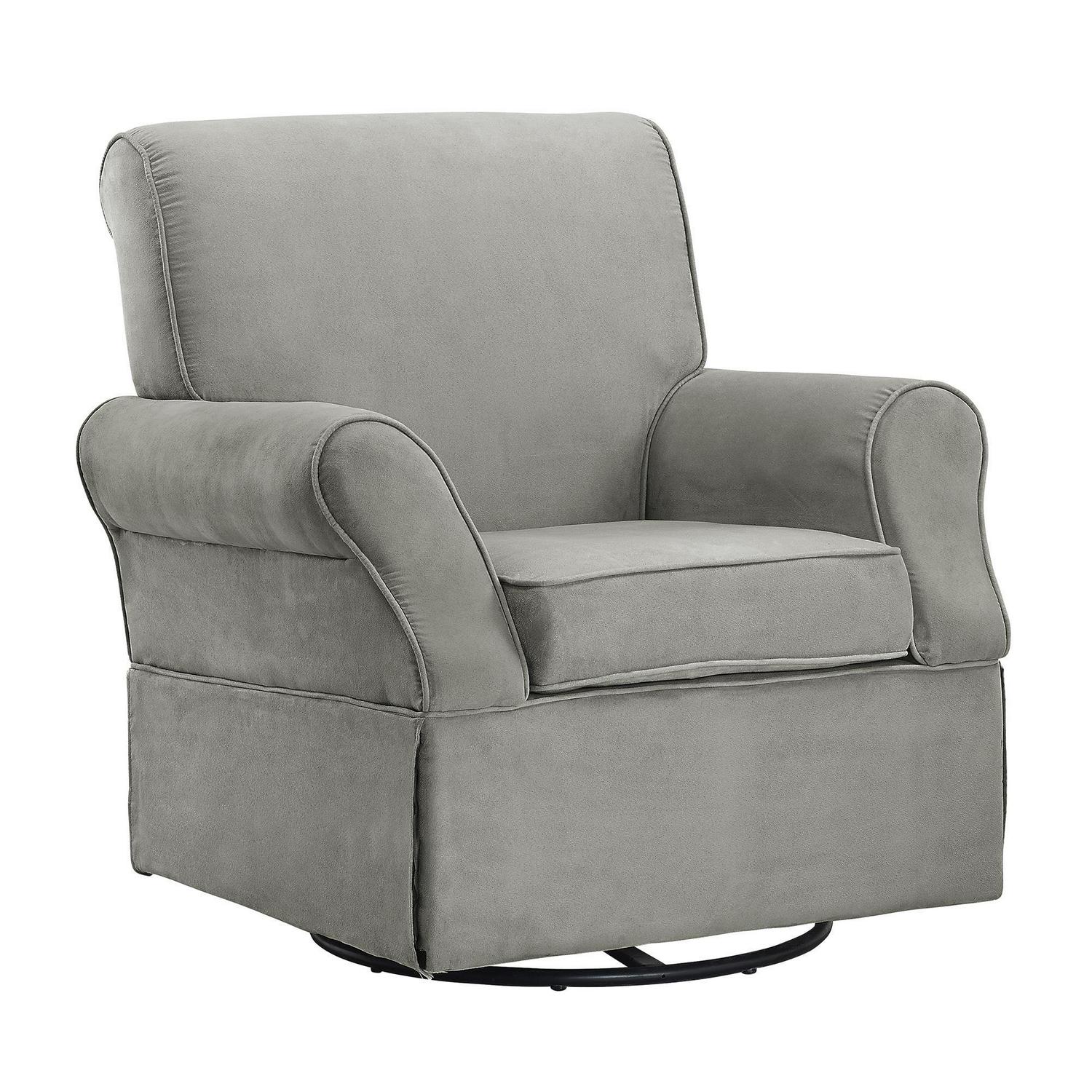 Baby Relax Kelcie Swivel Glider Chair & Ottoman Nursery Set, Gray Microfiber - Image 3