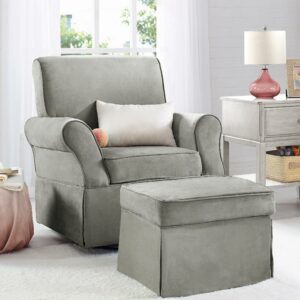 Baby Relax Kelcie Swivel Glider Chair & Ottoman Nursery Set, Gray Microfiber