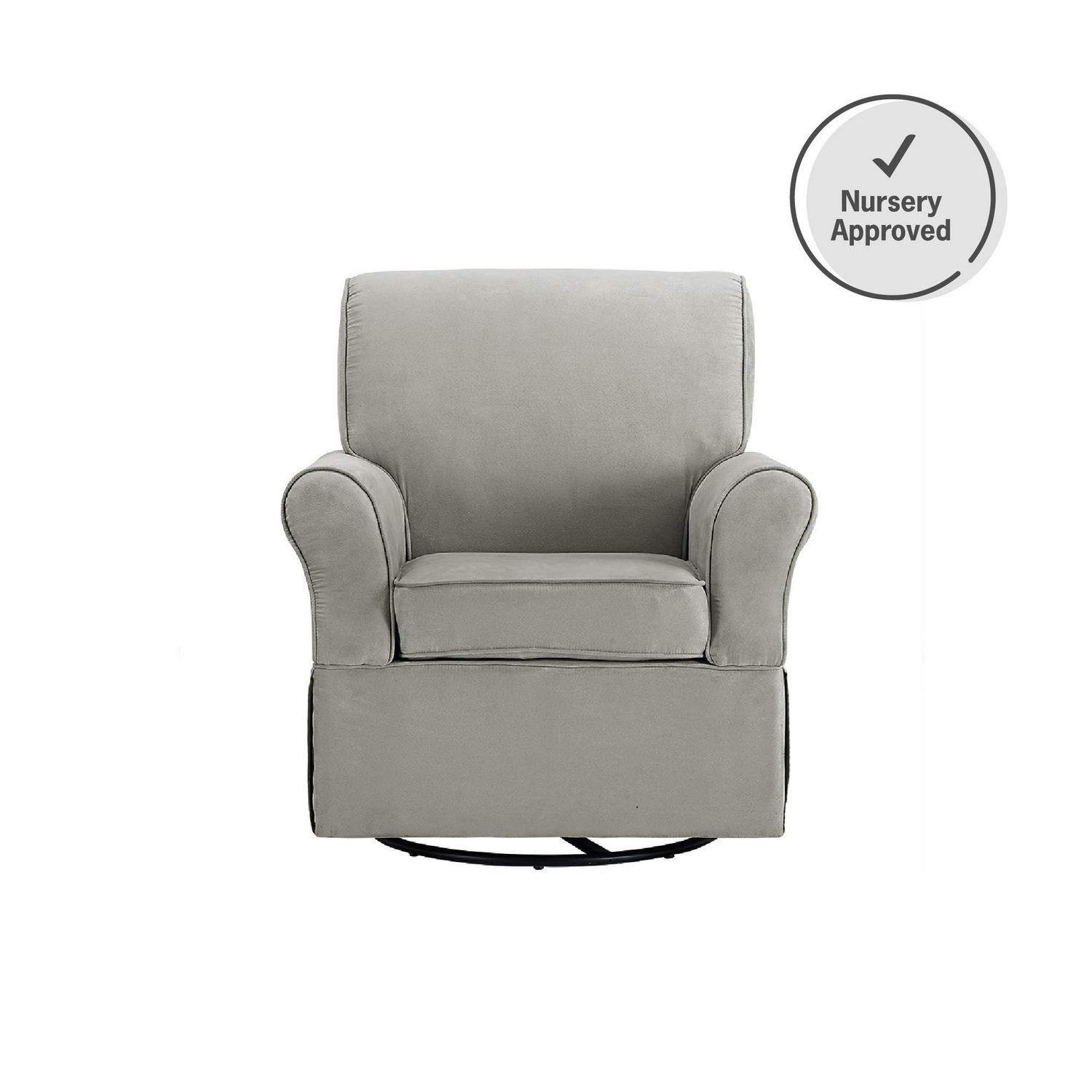Baby Relax Kelcie Swivel Glider Chair & Ottoman Nursery Set, Gray Microfiber - Image 8