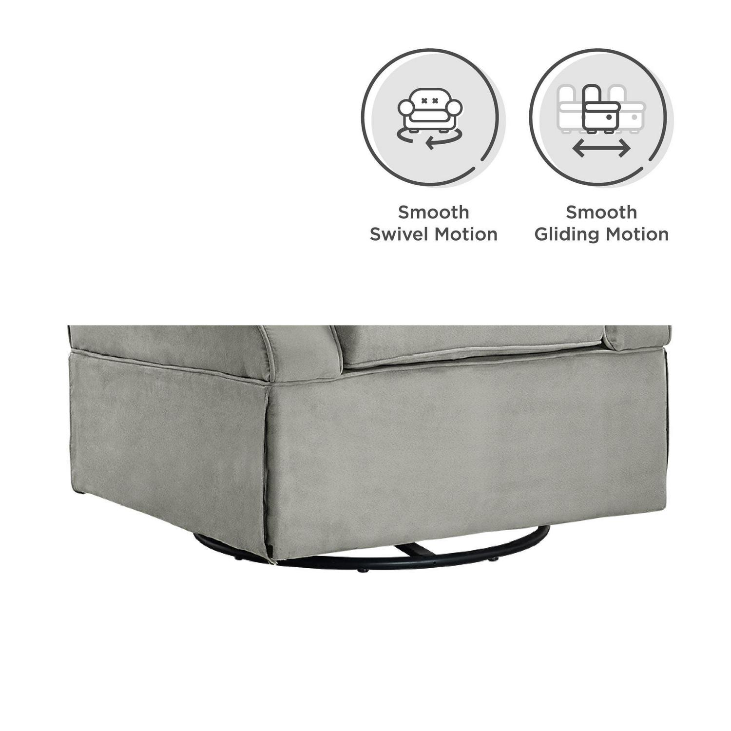 Baby Relax Kelcie Swivel Glider Chair & Ottoman Nursery Set, Gray Microfiber - Image 7
