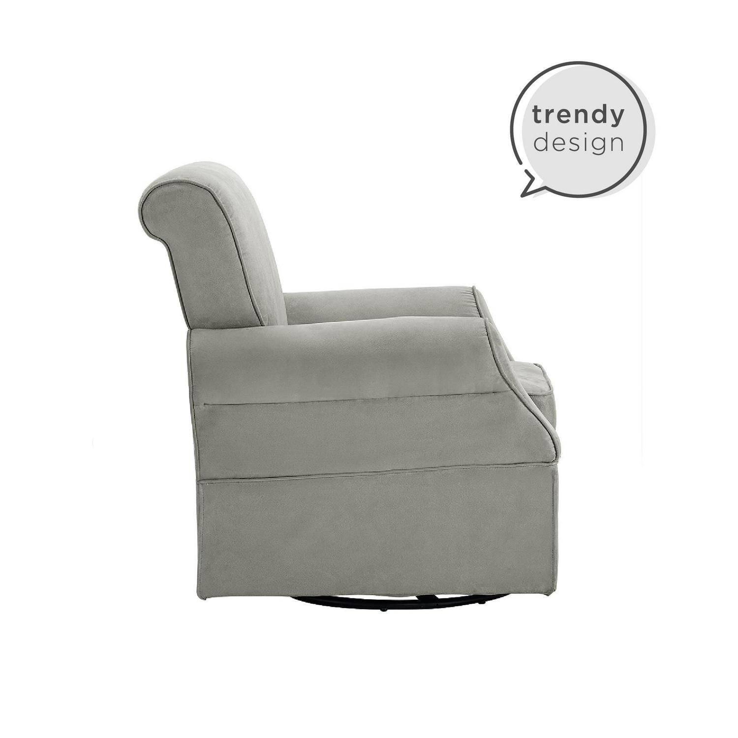 Baby Relax Kelcie Swivel Glider Chair & Ottoman Nursery Set, Gray Microfiber - Image 9