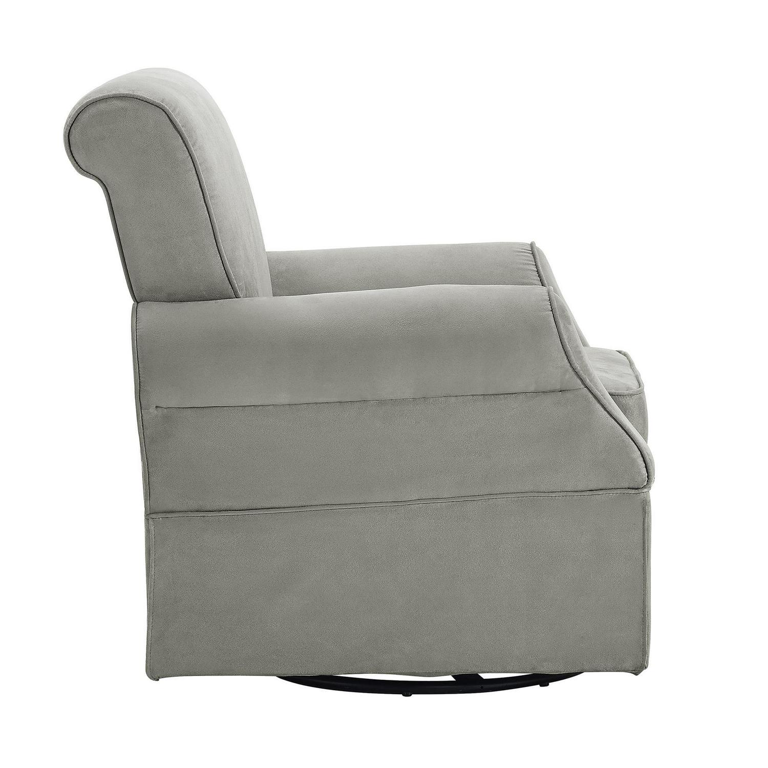 Baby Relax Kelcie Swivel Glider Chair & Ottoman Nursery Set, Gray Microfiber - Image 5
