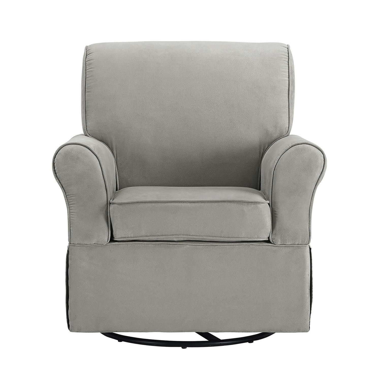 Baby Relax Kelcie Swivel Glider Chair & Ottoman Nursery Set, Gray Microfiber - Image 4