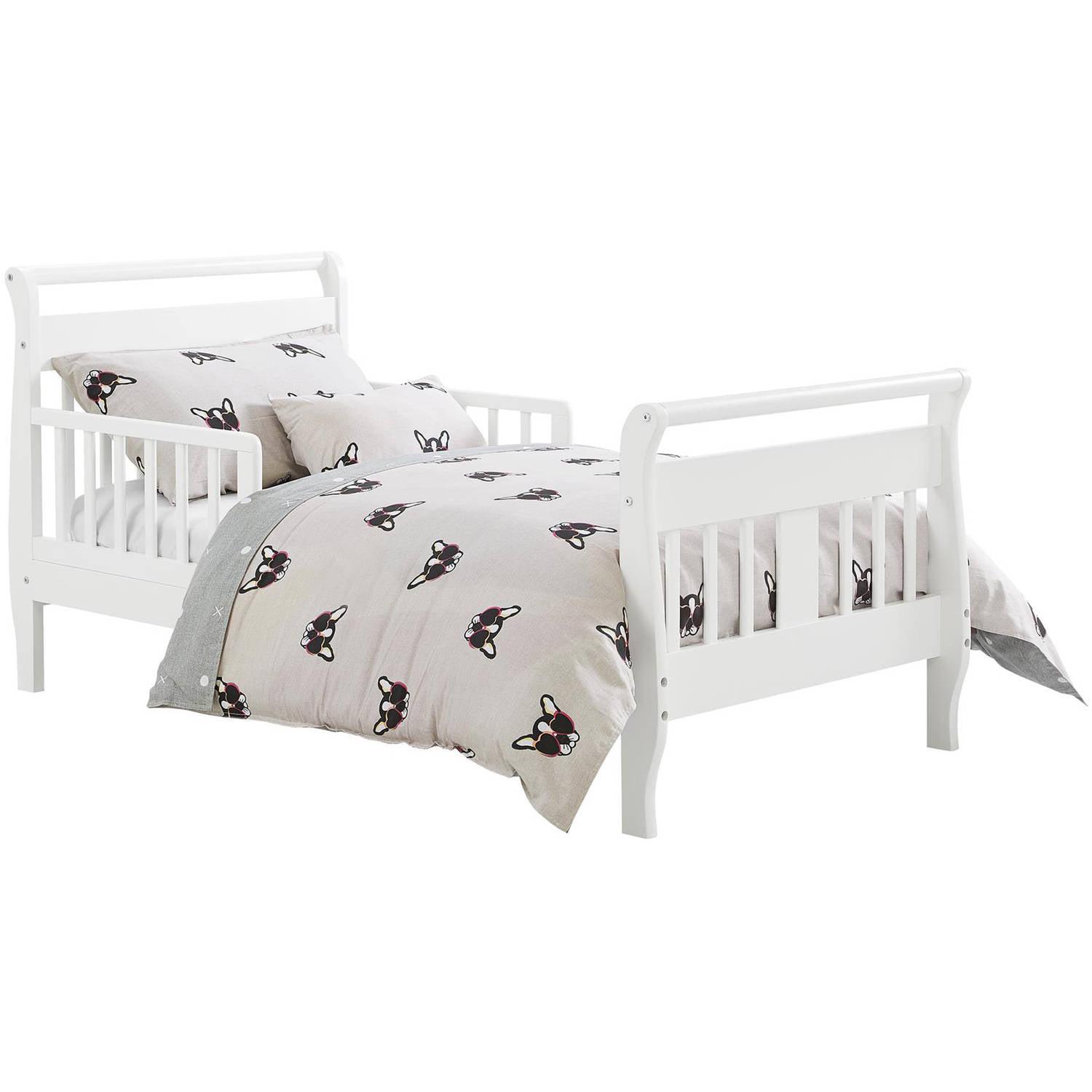 Baby Relax Sleigh Kids Wood Toddler Bed with Safety Guardrails, White - Image 3