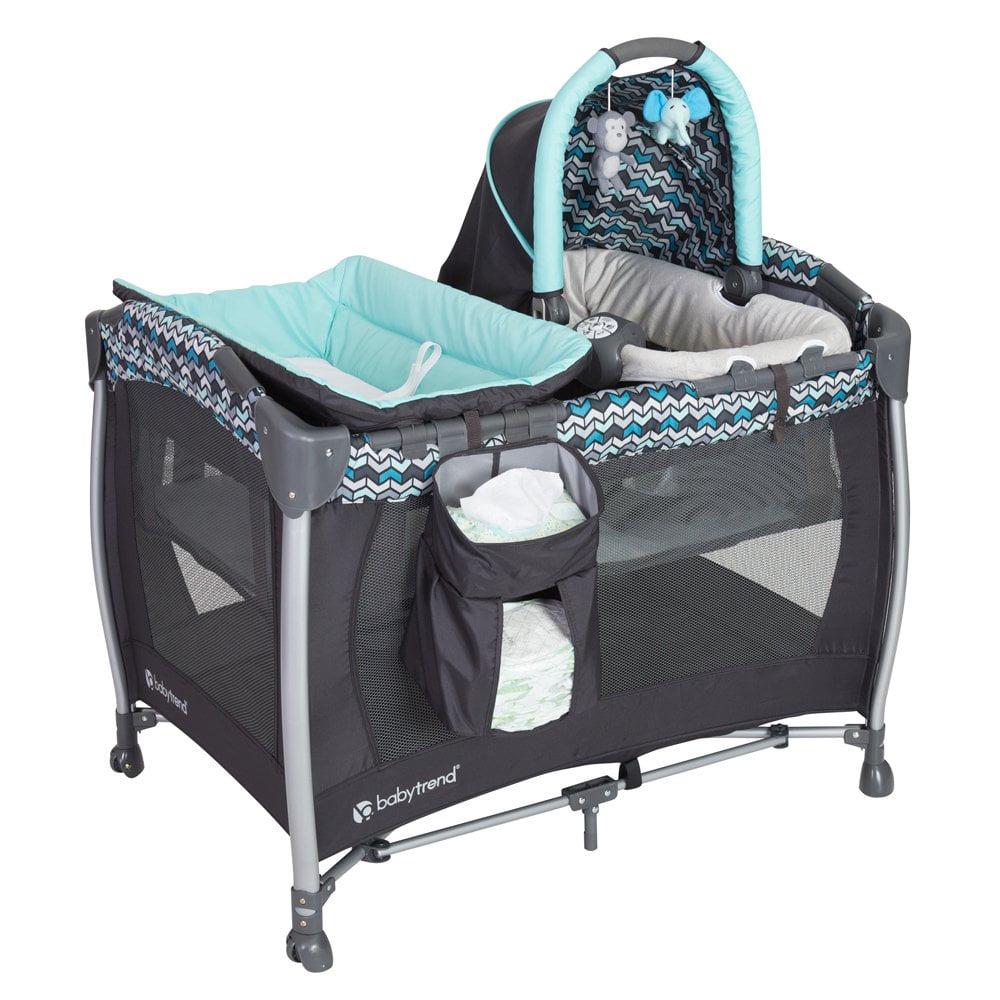 Baby Trend Resort Elite Nursery Center Playard with Bassinet and Travel Bag, Laguna Blue