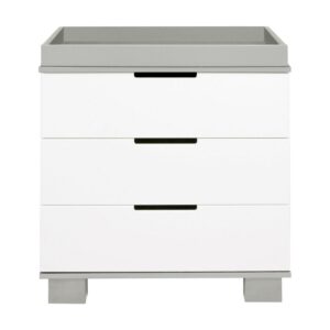 Babyletto Modo 3-Drawer Changer Dresser with Removable Changing Tray in Grey and White