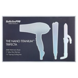 BabylissPro 1 1/4" Spring Curling Iron, 1" Ultra-Thin Flat Iron, and Ionic Dryer Trio Prepack