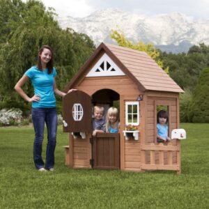 Backyard Discovery Aspen Cedar Wooden Kids Playhouse, Play Kitchen, Snack Bar Window