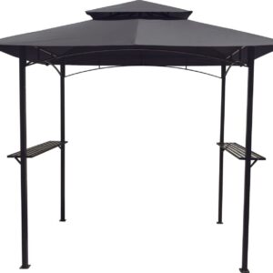 Backyard Expressions Grilling Gazebo 8'x 5' w/ LED Lights - Black and Gray