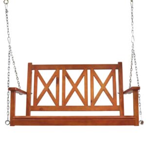Backyard Expressions Wooden Porch Swing for Outdoor Patio | 4 ft. with Hanging Chains