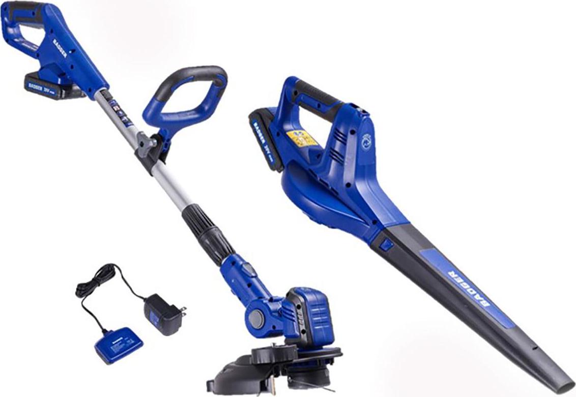 WILD BADGER POWER 20V Cordless String Trimmer/Edger Sweeper Combo 12"Weed Eater Leaf Blower