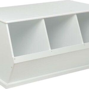 Badger Basket Children's 3-Bin Stackable Wooden Storage Cubby 5.2 Cu ft.- White