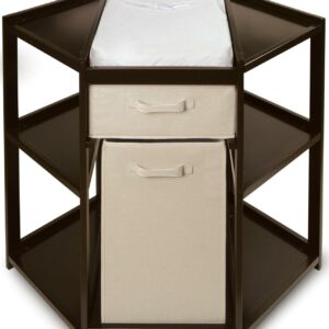 Badger Basket Diaper Corner Baby Changing Table with Hamper and Basket, Espresso