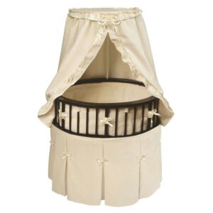 Badger Basket Elite Oval Baby Bassinet with Canopy - Espresso/Ecru