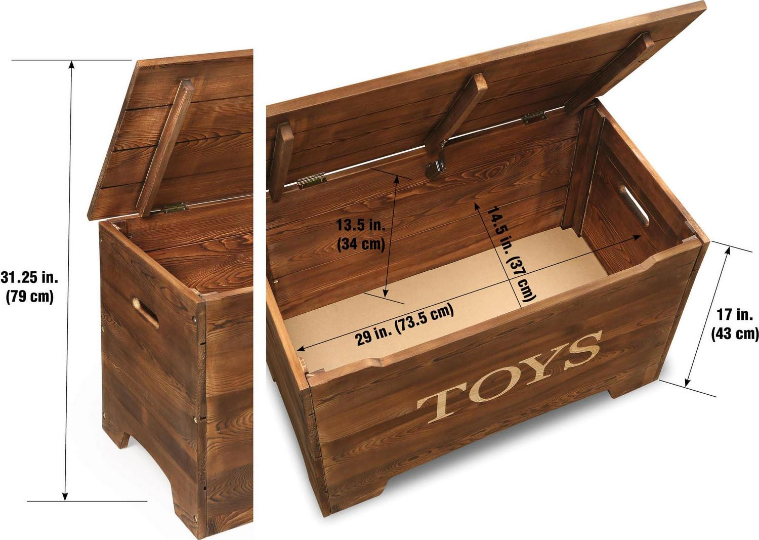 Badger Basket Children's Solid Wood Rustic Toy Box 3.3 Cu ft. - Caramel Brown - Image 2