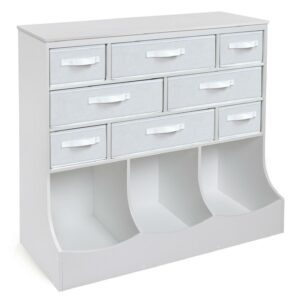 Badger Basket Children's Wooden Storage Station with Eight Baskets 51 gal Toy Storage Cube, White