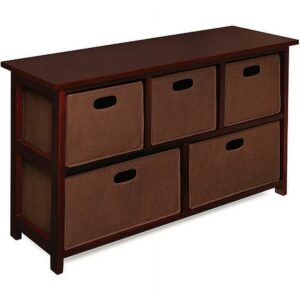Badger Basket Five Drawer Storage Unit with Fabric Baskets - Cherry