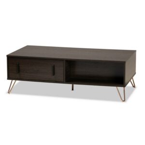 Baldor Modern and Contemporary Dark Brown Finished Wood 2-Drawer Coffee Table