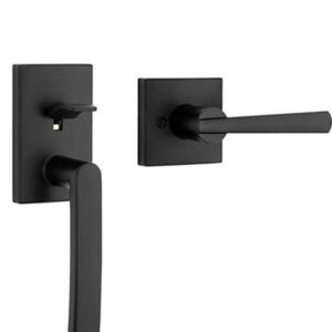 Baldwin 180SPHxSPL-SQR-SMT Spyglass Single Cylinder Keyed Entry Handleset from the Prestige Collection Matte Black Door Hardware Handlesets Keyed