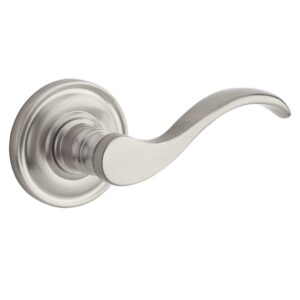 Baldwin Reserve PSCURTRR150 Passage Curve Lever and Traditional Round Rose Satin Nickel Finish
